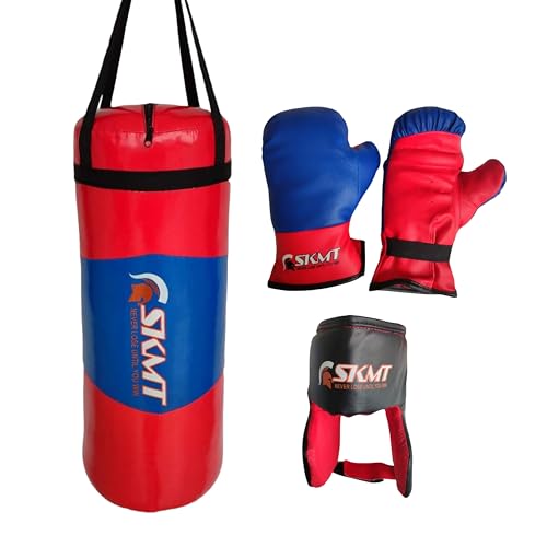 Image of SKMT NEVER LOSE UNTIL YOU WIN Kids Boxing Set - Kids Boxing Kit (2-8 Years) (Blue /Red)