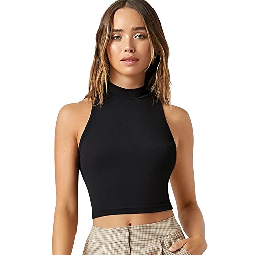 Image of Women's Solid Ribbed Crop Tank Top - Stylish Western Sleeveless Top for Girls
