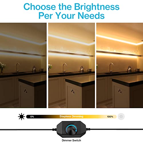 Image of Olafus 16.4ft LED Strip Lights Warm White Dimmable, LED Rope Light Kit 12V Flexible Under Cabinet Lighting Strips, 5m 300 LEDs 2835, 3000K Bright Led Lights for Bedroom, UL Listed Plug (Pack of 3)