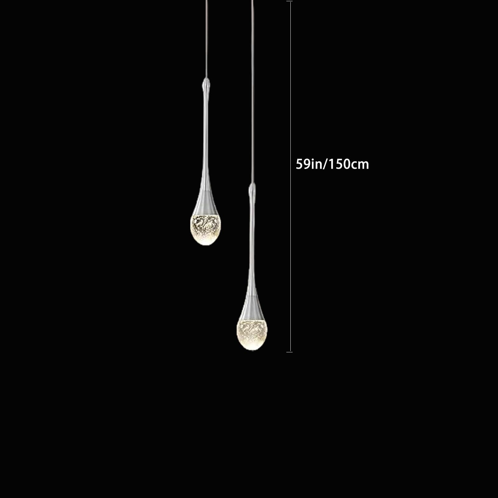 LED Dimmbarer Kronleuchter,Chrom Regentropfen Kristall Pendelleuchte Esstisch,150 Cm /59"HöHenverstellbarer Wohnzimmer HäNgelampe,HäNgeleuchte FüR Foyer,Eingang,Esszimmer,2-Lichter Pendellampe