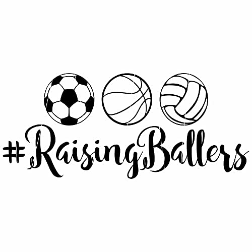 Raising Ballers Car Decal - Soccer Ball, Basketball, Volleyball, 7x3, Color Options Raising Ballers Car Decal - Soccer Ball, Basketball, Volleyball, 7"x3", Color Options