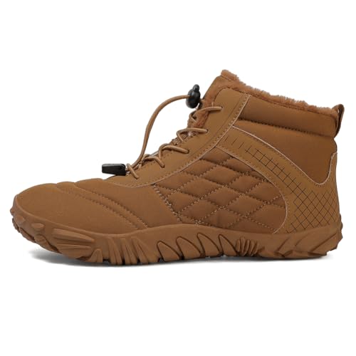 Image of HiGropcore Barefoot Snow Boots for Women Men, Warm Fur Lined Water Repellent Winter Barefoot Shoes, Wide Toe Box Lightweight Outdoor Ankle Boots