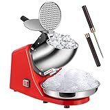VIVOHOME Electric Ice Shaver Crusher Machine Snow Cone Maker Red 143lbs/hr with Ice Pick for Home and Commercial Use