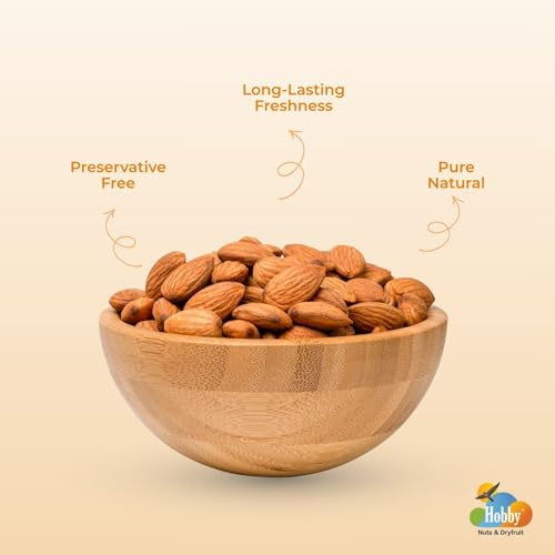 Image of Hobby Raw California Almonds 250g (Pack of 3) | Raw Whole American Badam Giri | Handpicked Crunchy Dry Fruits | Rich in Protein, Magnesium & Fiber | Healthy Snacking Nuts