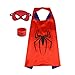 Superhero Capes for Kids, Dress up Costumes-Satin Cape and Felt Mask with Bracelet (Spider-Man) Red