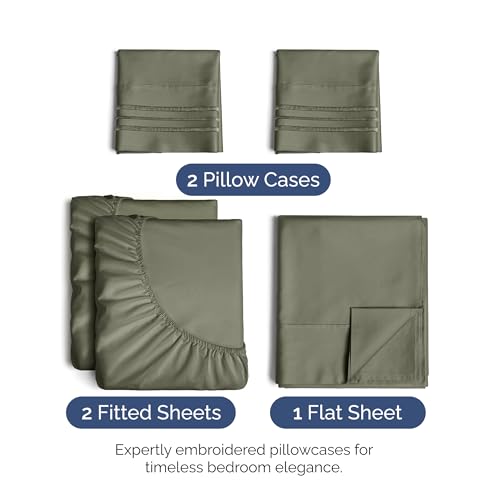 Image of Split King Size 5 Piece Sheet Set - Soft & Cooling Bed Sheets - Dark Taupe | Fits 8 Inch to 16 inch Mattress, Wrinkle Free & Fade Resistant with Deep Pockets, Breathable, Comfy Hotel Luxury Bedding