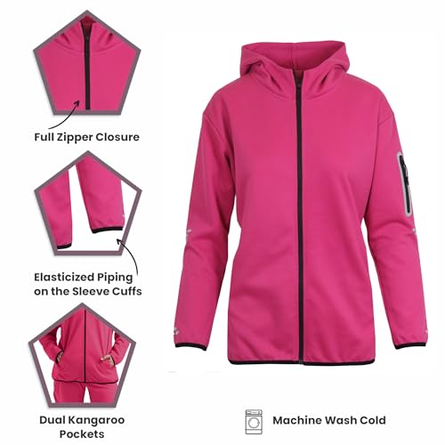 Galaxy by Harvic Womens 4-Piece Full Zip Hoodie & Jogger Tracksuit Sets, Sweatsuits with Pockets 2-Pack2