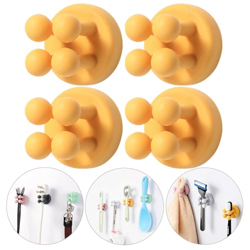 Razor Holder Shaver Hook Hanger Stand - 4Pcs Silicone Toothbrush Holders for Shower Wall Mounted Self Adhesive Cute Utility Dorm Room Bathroom Kitchen Organizer Storage Hook for Hanging Loofah Towel