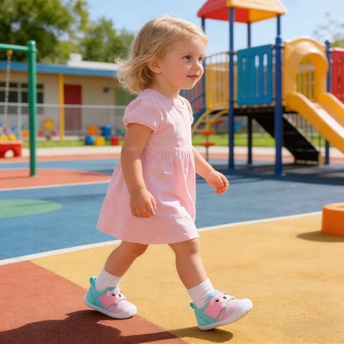 Image of FEETCITY Baby Walking Shoes Wide Baby Shoes Boys Girls Infant Sneakers Crib Shoes Breathable Toddler Barefoot Shoes Slip On Shoes