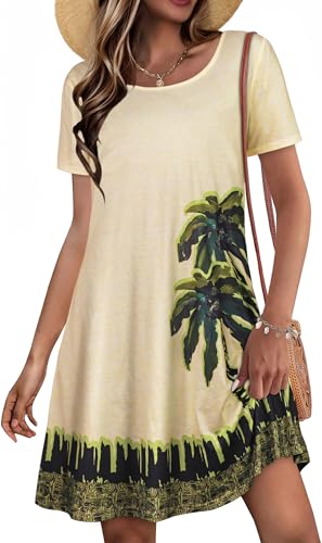 Image of JOLIGAL Summer Dresses for Women Casual Short Sleeve Sundress Scoop Neck Beach T Shirt Dress with Pockets 2026
