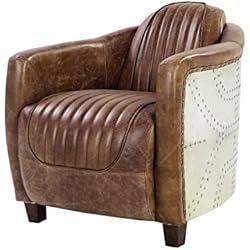 Acme Brancaster Chair in Retro Brown Top Grain Leather and Aluminum