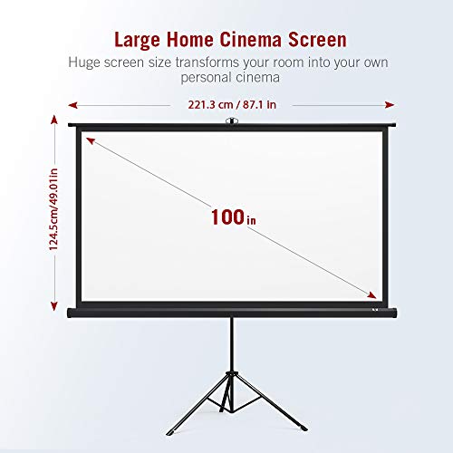 TaoTronics Projector Screen with Stand, 120" Indoor Outdoor Projector Screen 4K HD with Wrinkle-Free Design (Easy to Clean, 1.1Gain, 160° Viewing Angle & Includes A Carry Bag) - Thumbnail 7