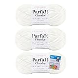 Premier Yarns Parfait Chunky Chenille 3.5 Oz 6 Super Bulky Weight 3 Pack Bundle with Bella's Stitch Place Holders (Cream)