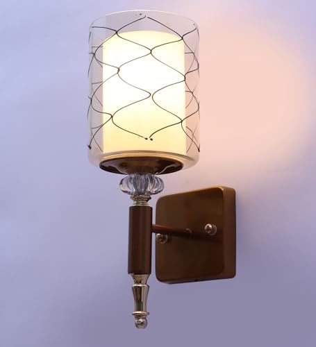 Image of ELAINTE Premium Wall Light | | Elegant Glass Wall Lamp for Living Room & Hallway | 3 Years Warranty | Free Bulb (Lunara-Single)