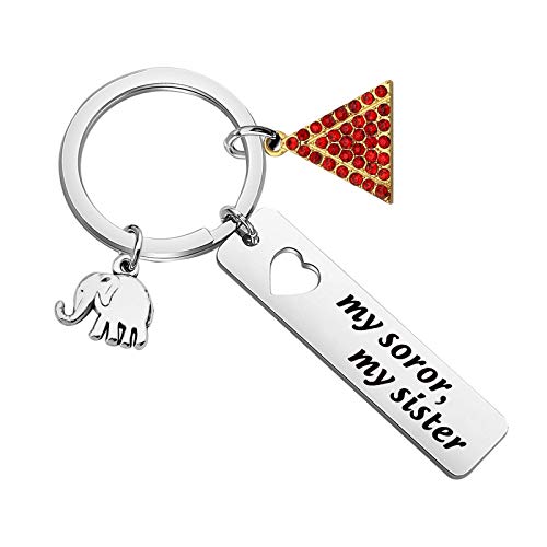 AKTAP D Sorority Paraphernalia Gift My Soror My Sister Elephant Charm Keychain Jewelry Greek Sorority Sisterhood Gift (Soror Sister keychain)
