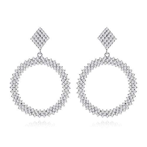 mecresh Clear Big Round Circle Hollow Earring Crystal Rhinestone Dangle Stud Earring for Women Girls mecresh Clear Big Round Circle Hollow Earring Crystal Rhinestone Dangle Stud Earring for Women Girls