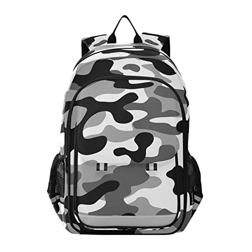 ALAZA Military White and Balck Camo Laptop Backpack Purse for Women Men Travel Bag Casual Daypack with Compartment & Multiple Pockets