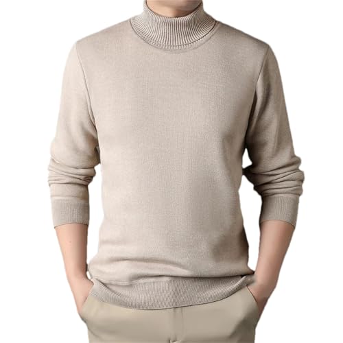 Jegsnoe Men Turtleneck Sweater Slim Fit Knitted Pullovers Casual Sweater Winter Warm Knitwear - Main Image