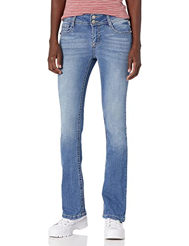 WallFlower Women's Luscious Curvy Bootcut Mid-Rise Bling Insta Stretch Juniors Jeans (Standard and Plus), Veronica, 22 Plus