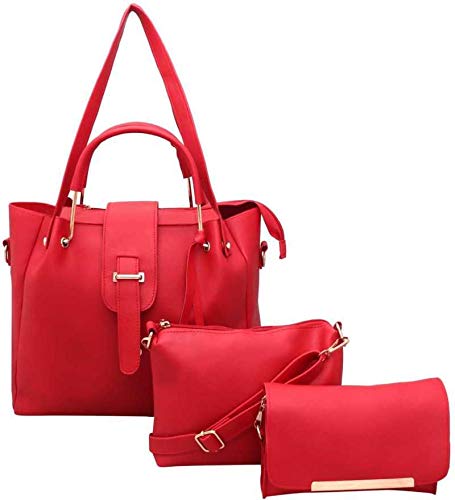 Image of Shoulder Handbags for Women, Girls and Ladies. bags for Office, Shopping and Casual use. Combo set of Three - 1 Handbag, 1 Sling Purse and 1 Makeup Bag.
