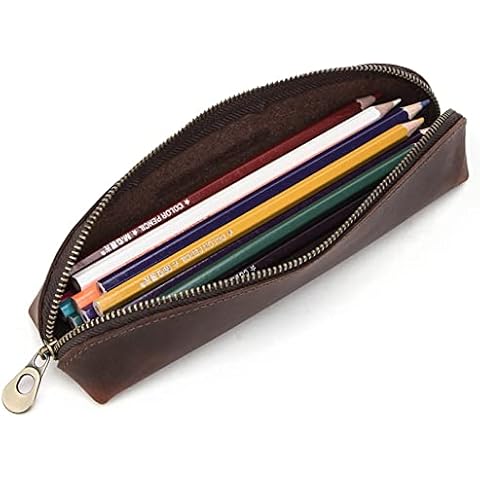 Handmade Leather Pencil Bag, Retro Trend Leather Pencil Bag, Multifunctional Men's Change Bag, (Color : Brown) Cover