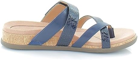 Vionic Women's Copal Anelle Slide Sandal- Supportive Strappy Slides That Includes an Orthotic Insole and Cushioned Outsole for Arch Support, Dark Blue Patent Lizard 8.5 Wide | Image 5