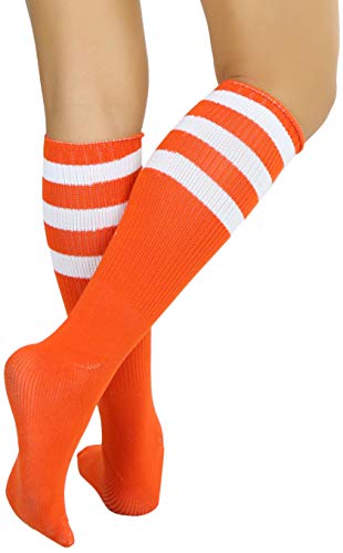 Image of ToBeInStyle Women's Premium Below Knee Athletic Socks w /Contrasting Wide Stripes