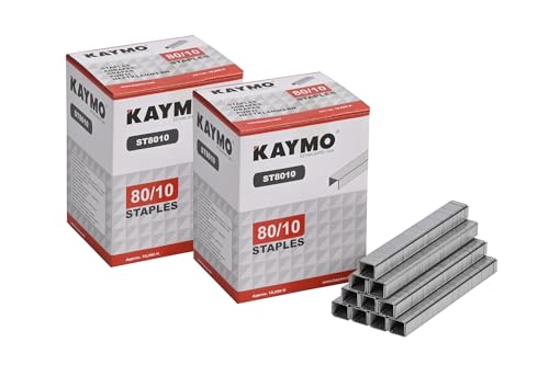 Image of Kaymo ST8010 10mm 80 Series Industrial Staples 2-Pack (20,000 Pins) | Heavy-Duty Steel Fasteners for Furniture, Woodwork, Packaging & General Construction | Compatible with Kaymo 80 Series Staplers