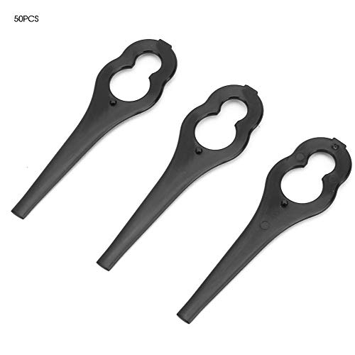 50 PCS Lawn Mower Blade,Plastic Grass Trimmer Blades Lawn Mower Parts for BOSCH ALM 28 30(Black)