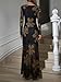 Verdusa Women's Floral Mesh Maxi Dresses Long Sleeve Elegant Formal Fall Wedding Guest Dress Cocktail Holiday Dresses Black Medium