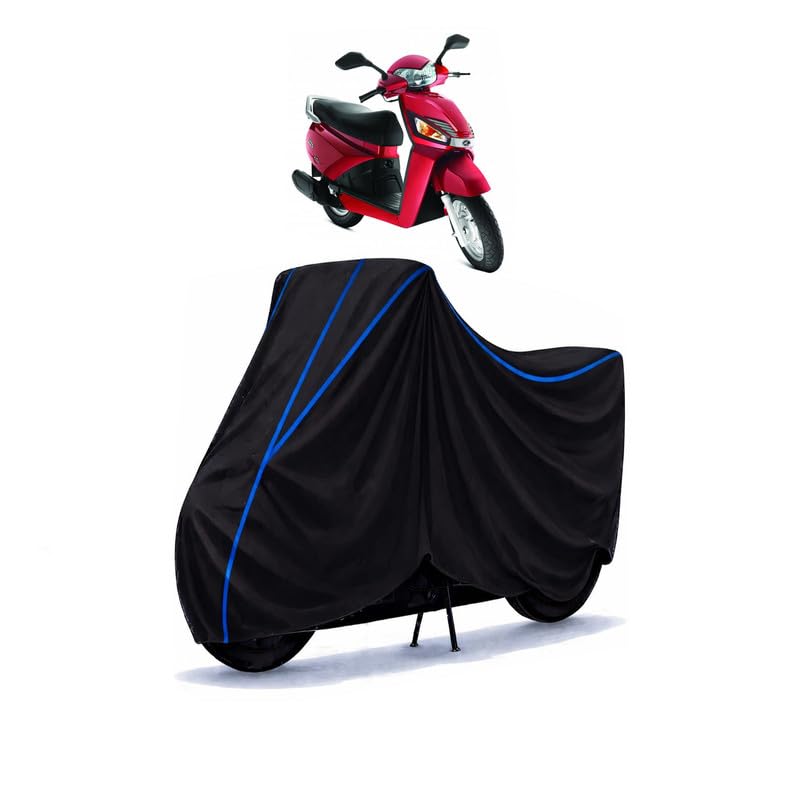 Image of Scooty Cover Water Resistant for Gusto | Universal Scooter & Bike Cover | Heavy Duty UV Protection | Dust, Rain & Scratch Protection | Elastic Fit All Weather Indoor Outdoor | Black with Blue Piping