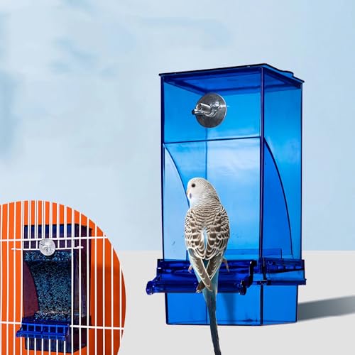 No Mess Automatic Bird Feeder, Transparent Food Container,Acrylic Parrot Feeder Bird Cage Accessories for Parakeet Canary Cockatiel Finch