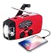 Great One Emergency Hand Crank Self Powered AM/FM NOAA Solar Weather Radio with LED Flashlight, 1000mAh Power Bank for iPhone/Smart Phone 088 red