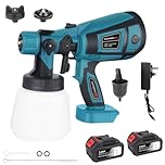 Cordless Paint Sprayer, Fence Paint Sprayers With 850ml Container and 3 Nozzles, Paint Sprayer for Fences and Sheds, Cabinet, Walls, Furniture, Ceiling (Two batteries and one charge (4000 mAh))