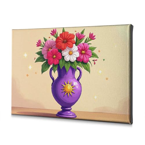 Tableau sur toile haut de gamme de vase violet avec fleurs pour une décoration de salon moderne