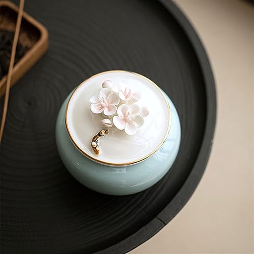 Boîte à thé en céramique bleue étanche pour conserver vos thés en vrac