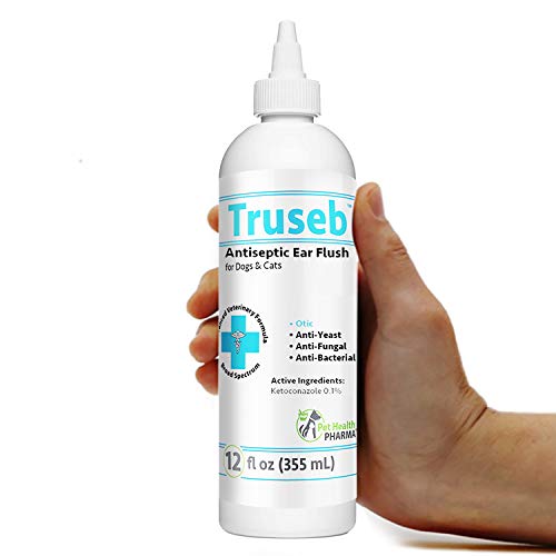 Truseb| #1 Ear Cleaner Flush Dog and Cat Tris Flush Ear Infection Treatment â€“ Ear Cleaner Flush Solves, Head Shaking, Discharge & Smelly Ears Due to KETOCONAZOL 0.1%