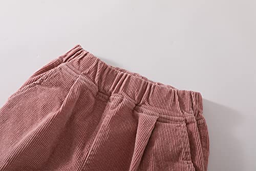 LittleSpring Kid Corduroy Pants Elastic Waist Pull on Straight Fit Plain Casual Long Trousers3