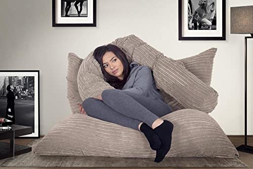 Lounge Pug, Riesen Sitzsack XXL, Sitzkissen, Cord Nerzfarben – Bild 8