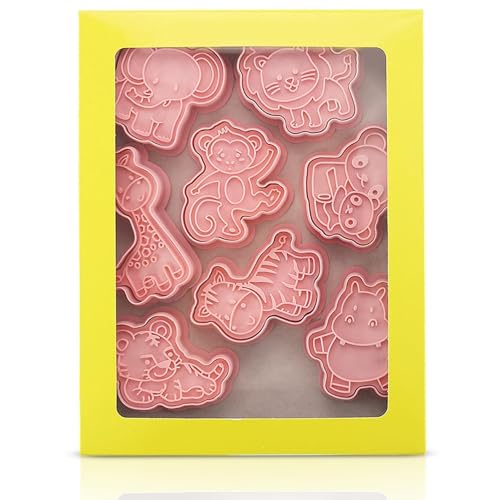 Image of 8PCS Animal Cookie Cutters with Plunger Stamps Set, 3D Animal Shape Cookie Cutters Animal Cookie Cutter Set Animal Cookie Cutters Shapes