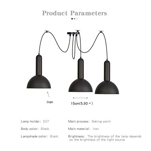 Lámparas Colgantes para Techos Altos con Cable Regulable de Metal Negro 5