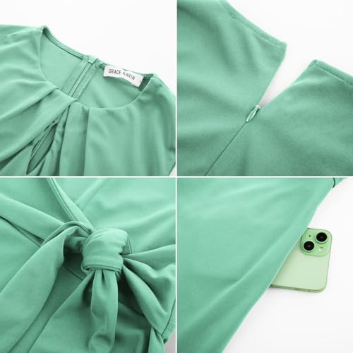 Image of GRACE KARIN Women 2026 Work Dress Sleeveless Tie Waist Elegant Party Cocktail A Line Flowy Midi Dresses with Pockets