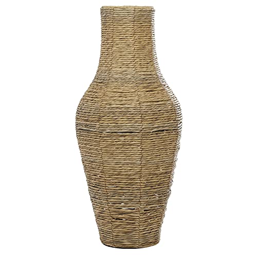 Deco 79 Faux Seagrass Handmade Tall Woven Floor Vase, 12" X 12" X 28", Brown #TOP1