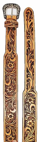 CHALLENGER Unisex 2" Western Floral Tooled Full-Grain Leather Belt 26RT81T22