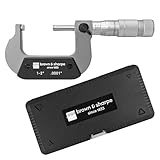 Brown & Sharpe Outside Micrometer, 1-2 Inch, 0.0001 Inch Graduation, Tungsten Carbide Measuring Faces, Ratchet-Stop Mechanism, Satin Chrome Finished Scale