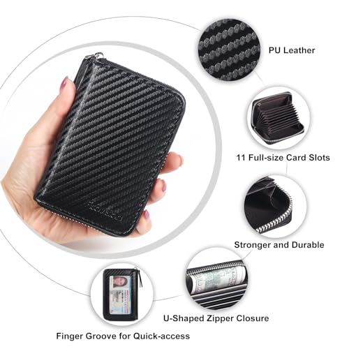Image of Credit Card Wallet, RFID Card Case Wallet, Zipper Card Cases Holder for Men Women, RFID Blocking, KeyChain Wallet, Compact Size Card Organizer Case for Women