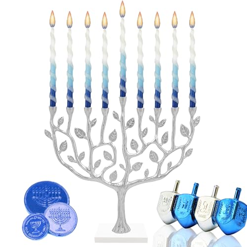 The Dreidel Company KJYHGHJK78 Deluxe Twisted Blue & White Hanukkah Menorah Candles thumb #2