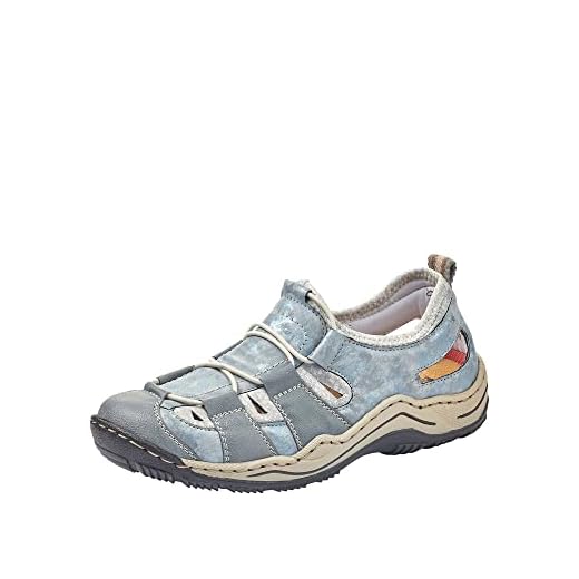 Rieker Damen L0561-12 Sneaker, Blau (Adria/Heaven/Silverflower 12), 39 EU
