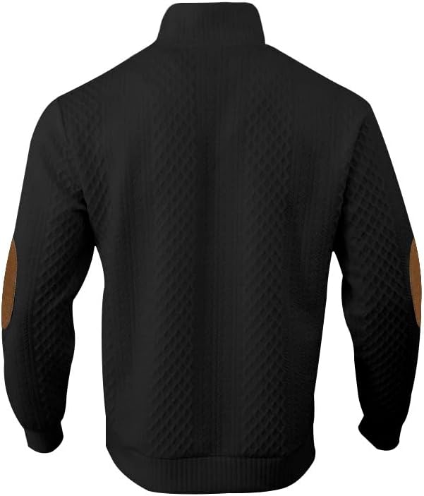 Men's Block Striped Sweatshirt Casual Outdoor Long Sleeve Stand Collar Pullover Sweatshirt Button Quarter Sweater - Image 8