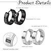 Aroncent 2Pairs Mens Earrings, Norse Viking Runes Huggie Hoop Earrings for Men Women Black Silver Goth Mens Earing Stainless Steel 12mm #3